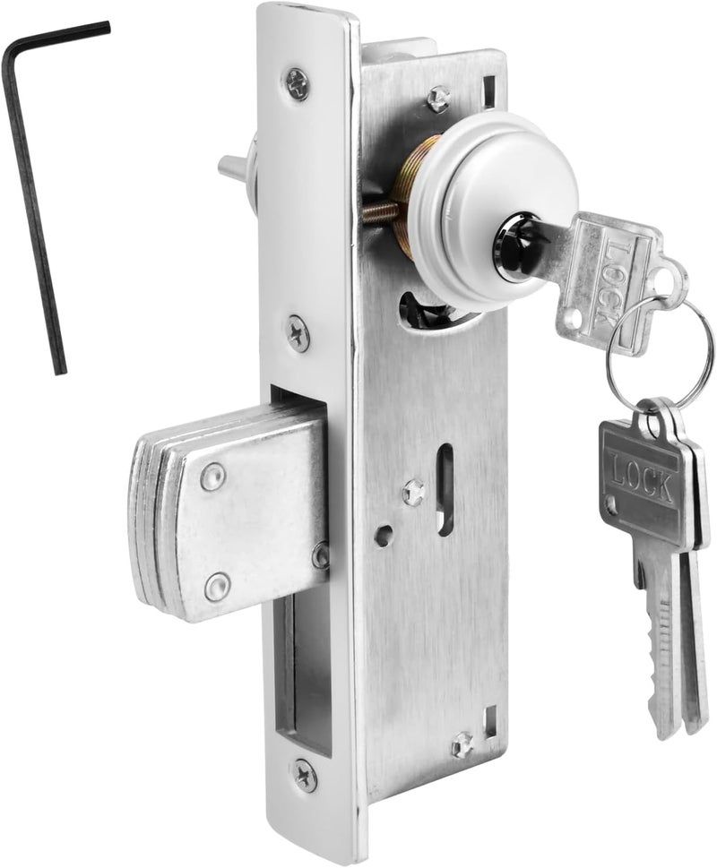 HONUTIGE Storefront Mortise Door Lock, Commercial Mortise Lock with Lock Cylinder Aluminum Door Locks Double Cylinder Hook Deadbolt Lock Set for Storefront Entry Doors - Image 1